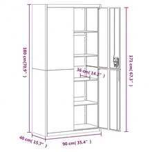 vidaXL Classeur grigio chiaro 90x40x180 cm acciaio - Grigio - Visualizzare 10