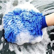1pc Random Color Chenille Car Wash Glove, Super Soft Double-Sided Microfiber, Car Cleaning Essential, Easy To Wash And Store, Reusable, High Cost-Performance