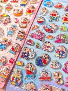 1pc Crayon Shin-Chan Cartoon Sticker, Party Interactive Sticker, Holiday And Birthday Gift, Daily Notebook Marking Sticker (Random Color) - Multicolor - View 4