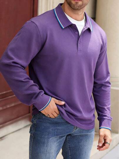 Men's Golf Polo Shirt, Fashion Business Casual Printed Short Sleeve Collared Button Design