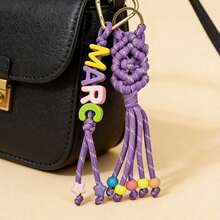 1个定制彩色信件袋挂饰编织彩色流苏绳心形钥匙扣姓名牌情人节礼物Y2K可爱 - 彩色 - 查看 7