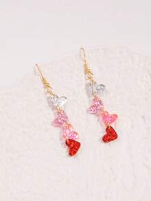 Khuyên tai mặt dây chuyền hình trái tim đính sequin bằng acrylic, thuộc bộ sưu tập Ngày Valentine, với thiết kế đơn giản, dễ thương và ngọt ngào. - Nhiều màu - Xem 8