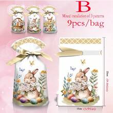 Easter Candy Drawstring Bag With Rabbit Ears, Rabbit Egg Snacks Cookies Easter Gift Bag, Holiday Party Favor Packaging - Multicolor - View 9