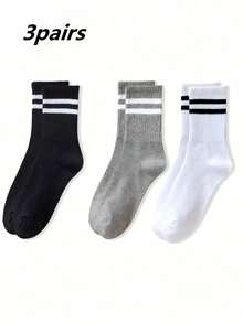 4/6 双装女士中筒袜，轻盈双条纹设计，适合春夏穿着，简约日系风格，极具吸引力，可搭配瑜伽裤，适合健身和秋季穿着。 - 彩色 - 查看 6