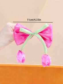 6/1pc/Set Tulip Bow Hair Clip Combination, Gradient Soft Mist Color Series + 3D Tulip Design - Suitable For Women And Girls, Fits Different Hairstyles / Outfits, Daily / Date / Travel - Multicolor - View 6