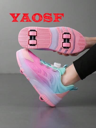 YAOSF 时尚儿童/青少年 Heelys 升级版，稳定性更强，可拆卸二合一运动鞋，街头酷炫轮滑鞋，户外运动轮滑鞋，亲子鞋，新款轮滑鞋，新款冰鞋，男女学生户外运动轮滑鞋，高端儿童节日礼物，儿童生日礼物，采用轻质材料制成，易于清洁保养，低帮圆头设计，适合各种脚型，户外运动风格设计，提升灵活性，适合户外运动，四季皆宜。