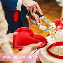 20pcs Red Heart Shaped Gold Foil Disposable Plates, Party Tableware, Valentine's Day, Wedding, Birthday Party Supplies - Red - View 3