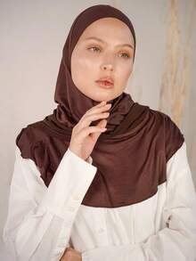 1pc Women 2 In 1 Instant Hijab Scarf, Chiffon Scarf Combo, Hijab, Soft & Breathable Material, Suitable For Daily Wear - Twice  Hijab - View 9