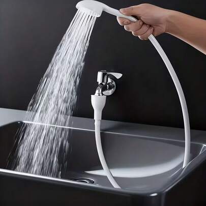 1 Stück 360° tragbarer Brausekopf, einfacher Schnellverbinder für den Wasserhahn, Multifunktions-Duschaufsatz zum Baden, Haustierewaschen, tragbares Design mit Wasserhahn-Verlängerung, inklusive langem Schlauch und abnehmbarem Sprühkopf