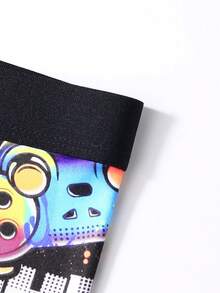 5pcs/Pack Men's Comfortable Mid-Rise Stretchy Trunks, Fashion Versatile Geometric & Graffiti Print Underwear - Multicolor - View 4