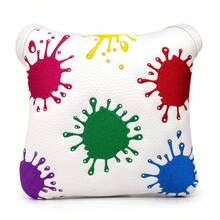 1pc Virus Pattern Creative Design Golf Mallet Putter Cover, Exquisite Embroidery Pattern, Soft Velvet Interior Golf Club Head Cover - Multicolor - View 1