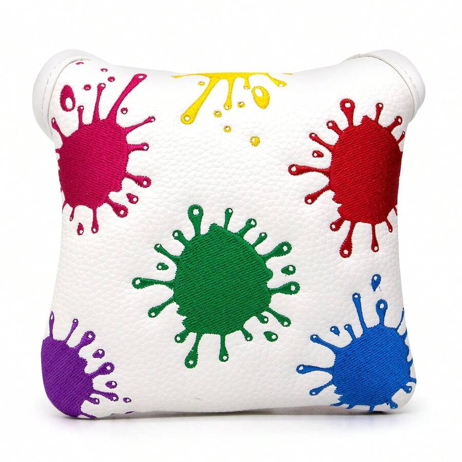 1pc Virus Pattern Creative Design Golf Mallet Putter Cover, Exquisite Embroidery Pattern, Soft Velvet Interior Golf Club Head Cover - Multicolor - View 1