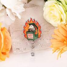 Funny Nurse Badge Reel Cute Opossum Dumpster Fire Nursing Badge Reel Retractable The Horrors Persist But So Do I Id Holder With Clip For Doctor Healthcare Rn Nurse Gifts - Bạc - Xem 2