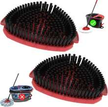 Aifacay 2-Pack Upgraded Scrub Brush Heads For O-Cedar EasyWring Spin Mop, Full-Bristle Heavy-Duty Replacement Mop Brush Attachments Compatible With 1-Tank Spin Mop Set For Deep House Cleaning - MàuD - Xem 1