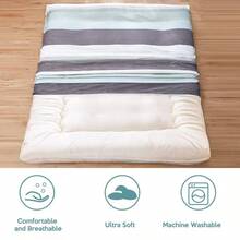 de futn con cierre para colchn de futn japones, sper suave y lavable a mquina, tamao individual Full Queen - Rayas grises verdes Dob - Ver 7