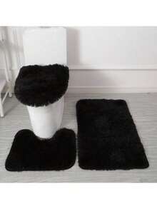 1 Set Minimalist Style Toilet Bathroom 3 Pieces Set Combination, Bathroom Floor Mat - Hot Pink - View 16