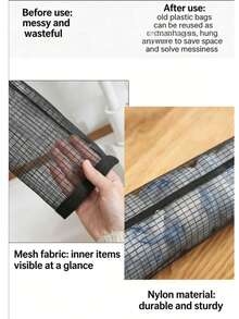 1pc Garbage Bag Hanging Storage Bag, Wall-Mounted Drawstring Shoe Storage Bag, Kitchen Plastic Bag Storage Bag, Woven Net Bag, Hanging Net Storage And Plastic Bag Rack For School Supplies, Back To School College Student Storage Bag