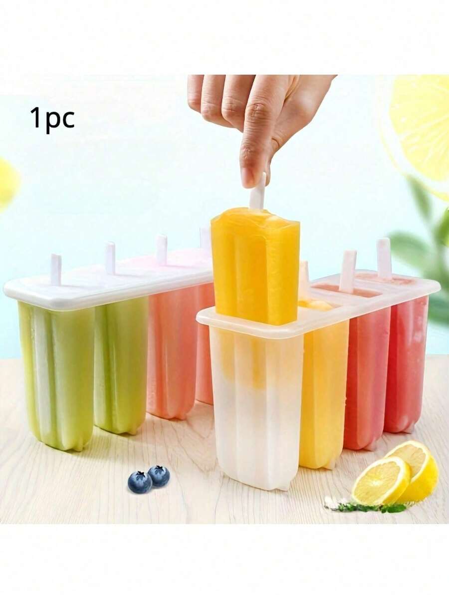 Easy-To-Clean 4-Cavity Popsicle Mold - Reusable DIY Popsicle Maker, Suitable For Summer Desserts, Food- Polypropylene Material - 白色 - 查看 1