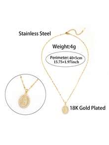 1件经典不锈钢圣母玛利亚吊坠项链，女士时尚首饰，周年纪念、生日派对、母亲节礼物