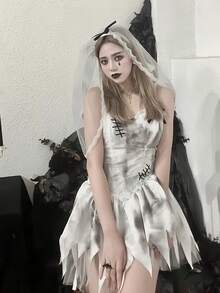 طقم زي تنكري لعروس فامبير جوثيك، ملابس أداء مثيرة لزومبي من سلالة الدم، هالوين - متعدد الألوان - مشاهدة 7