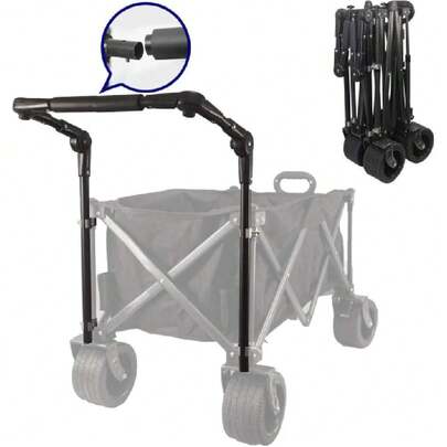 Accesorio universal de mango plegable con conectores de acero inoxidable, barra de empuje plegable para carros plegables, carrito Costco, carrito de jardín, ya sea marco de metal redondo o cuadrado,38072215