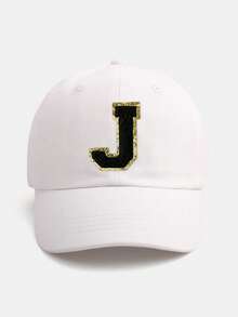 1PC Personalized Initial Letter Baby Baseball Cap (A-Z Options) - White Adjustable Daily Sun Hat For 3 Months To 2 Years, Toddler Cap With Brim - White - View 21