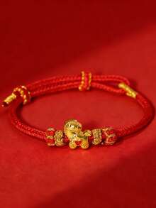 1pc/ Natural Stone Bracelet, Zodiac Horse, Money Coming Soon, Red Bracelet, Hand-Woven, Adjustable Size, Exquisite Red String Bracelet, An Ideal Gift For Friends During Festivals And Gatherings - Pony Woven Bracelet - View 19