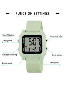 New Fashionable Multifunctional Square Electronic Watch, Sports Watch, Life Alarm Clock, Digital Display Watch, Wristband - one-size - View 6