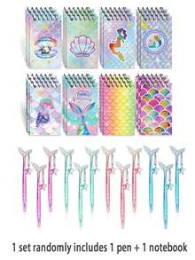 Bộ 10 món quà tặng theo chủ đề nàng tiên cá, bao gồm sổ tay lò xo mini hình nàng tiên cá và bút hình đuôi cá, thích hợp làm phần thưởng trong lớp học, quà sinh nhật chủ đề đại dương hoặc quà nhét vào túi quà tặng trong các bữa tiệc. - Nhiều màu - Xem 9