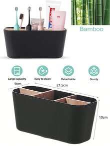 1 حامل فرشاة أسنان متعدد الوظائف من البامبو، رف تخزين مستقل ب- 5 فتحات لسطح الحمام، ديكور منزلي أنيق ومتين، لوازم حمام عصرية، تخزين حمام، هدية رمضان - متعدد الألوان - مشاهدة 14