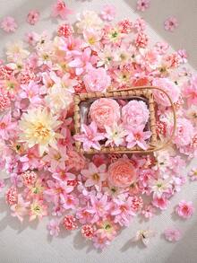 50pcs Artificial Flower Heads, Assorted Sizes Of Synthetic Flowers, Mini Fake Flowers, Daisy Flowers, Suitable For Wedding Crafts, Home Decor, Party And More - Pink - View 8