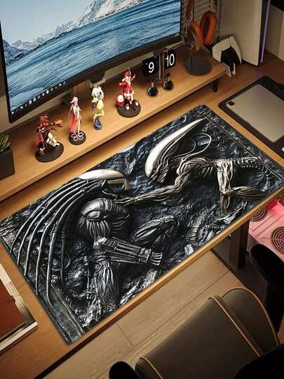 Alien Vs Predator Embossed Contrast Pattern Office Laptop Computer Mouse Pad, Large Gaming Mouse Pad Birthday Christmas Gift
