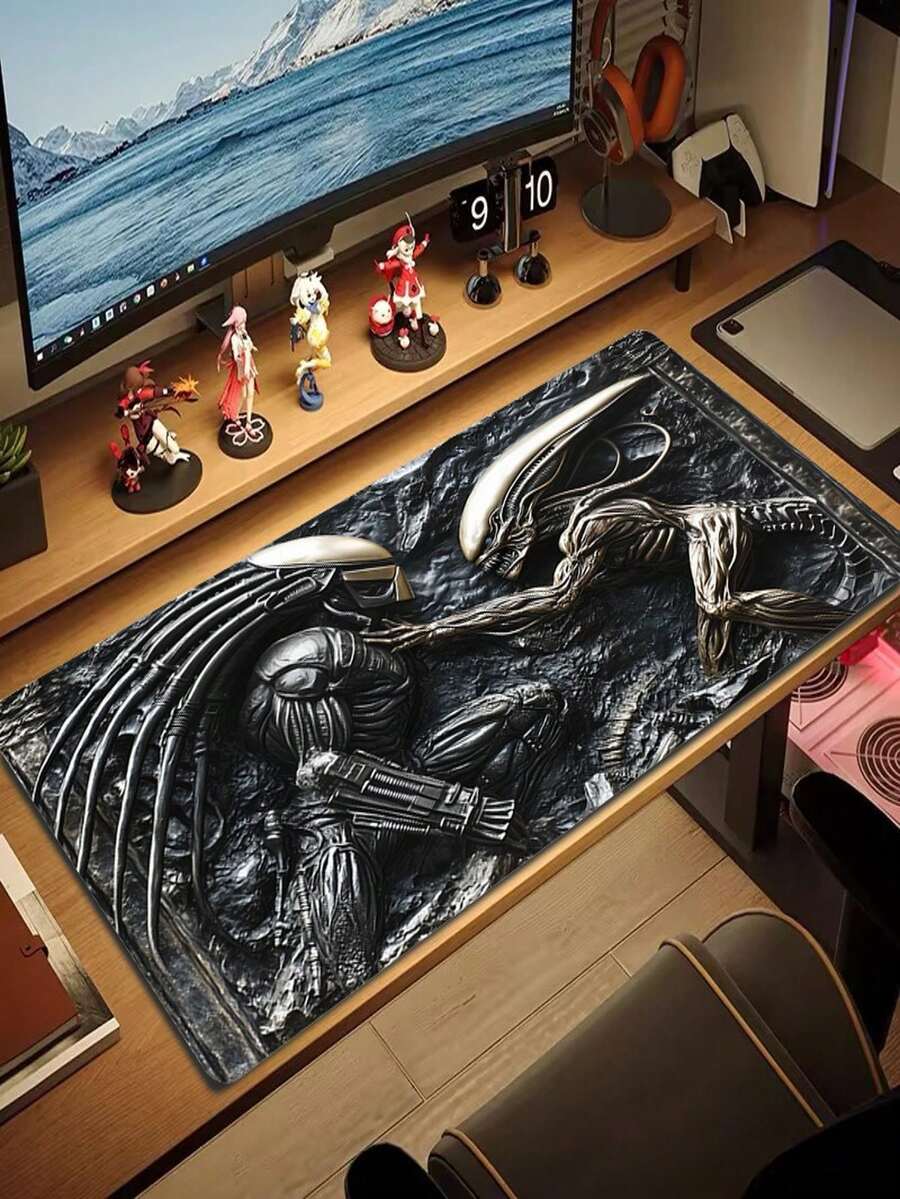 Alien Vs Predator Embossed Contrast Pattern Office Laptop Computer Mouse Pad, Large Gaming Mouse Pad Birthday Christmas Gift - Multicolor - View 1