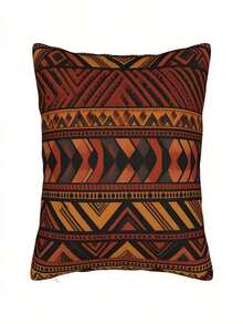 Bihudu African  Geometric Pattern Pillowcase - Modern Machine Washable Sofa Cushion Cover With Zipper Closure, Vibrant Red, Black, White, Orange, And Beige Pattern, Living Room Decoration,  Home Decor, Easy-Care Decorative Pillowcase, A Must-Have For  Lovers - White - View 1