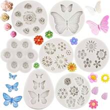 Flower Fondant Molds Daisy Flowers Silicone Molds Candy Mold Cupcake Topper Cake Decorating Chocolate Candy Polymer Clay Gum Paste Set Of - Kiểu T - Xem 2