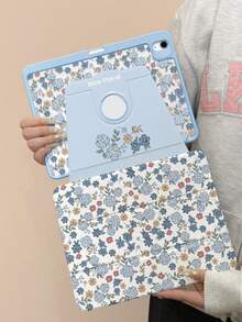 一体式设计，适用于 iPad 10/9/2025 Pro 11 英寸，蓝色花卉图案平板电脑保护套，透明亚克力后盖，支持自动唤醒/睡眠，多角度支撑带笔槽，办公和学习必备保护套，非磁性。 - 藍色 - 查看 5