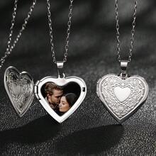 定制照片圆形吊坠项链，不锈钢激光雕刻肖像个性化项链，纪念礼物 - 彩色 - 查看 3