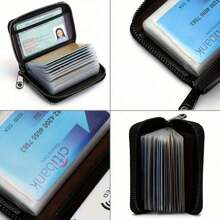 Ultra-Thin Men's RFID Anti-Theft Wallet - 20 Card Slots And 2 ID Slots, Secure Zipper Closure, Business Travel Daily Faux Leather Design - Durable RFID Protection Gift For Men (Black) - Black - View 6