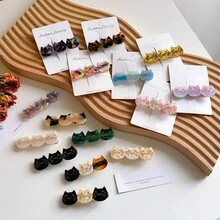 Damen Seitenpony Clip, süßer und modischer Azetat Katzen Haarclip, geeignet für tägliches Make-up, Gesichtsreinigung, Ausgehen, schönes Geschenk