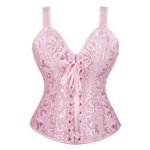 Jutrisujo Corset Top Lingerie Bustier Zipper Women Shoulder Strap Medieval Bridal Plus Size Renaissance Vintage Halloween - 6806-pink - 查看 15