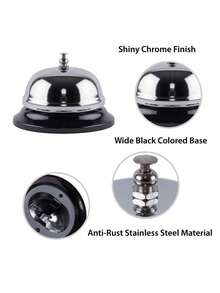 1 szt. retro dzwonek serwisowy UUD z powłoką antykorozyjną + 1 szt. podkładka z samoprzylepnymi karteczkami - kompaktowy dzwonek biurkowy z błyszczącą chromowaną powierzchnią i szeroką antypoślizgową podstawą, głośny i wyraźny dzwonek serwisowy + zestaw wymiennych karteczek samoprzylepnych, wielofunkcyjne całoroczne narzędzia alarmowe do recepcji hotelowej/stołów restauracyjnych/domowych brzęczyków do gier/imprez świątecznych/biura/domu, dzwonek w stylu retro i zestaw karteczek samoprzylepnych do codziennego użytku - Wielokolorowe - Zobacz 4