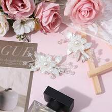 White Flower Hair Clip, Bridal Hair Flowers With Silver Vine Wedding Accessories For Girls Women Elegant Floral Clips For Brides - White Flower Hair Clip - 查看 5