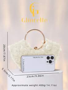 Bolsa de Embreagem de Luxo Jacquard com Babado 3D em Renda para Mulheres Glintelle, Bolsa Formal com Ferragens Metálicas, Bolsa de Noiva para Casamento, Presente do Dia dos Namorados, Bolsa de Embreagem Formal Elegante e Cintilante, Adequada para Combinar, Baile, Festa, Casamento, Noiva, Dama de Honra, Vestido de Aniversário - Branco - Visão 6