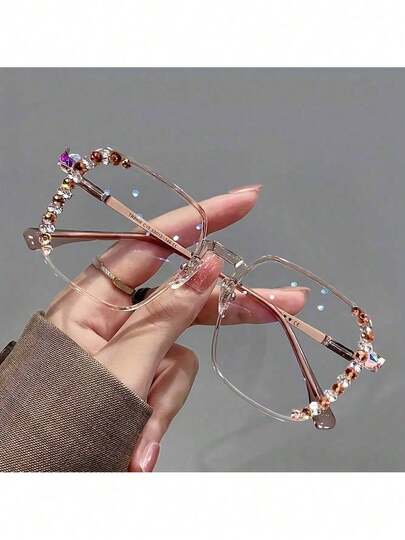 1 Pair / Women's Fashion  Light Glasses With Inlaid Transparent Frame Computer Goggles F8AH