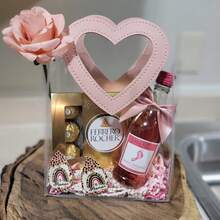 1pc, Reusable Transparent Gift Bag With Pink Handle, Transparent PVC Party Gift Bag, Suitable For Weddings, Bridal Parties, Birthdays, Valentine's Day, Home Decor | Decorative Gift Bags | Durable Gift Bags, Wedding Gift Bags - 粉色 - 查看 6