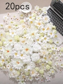 50个仿真花头，大小不一，雏菊花，适用于婚礼工艺品、家居装饰、派对装饰 - 白色 - 查看 11