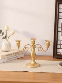 1pc/Set Vintage 3-Arm Metal Candle Holder, Simple Creative Forged Candle Stand, Suitable For Wedding, Family Gathering, Party, Proposal Ceremony And Dining Table Decor, Can Be Used As Centerpiece Or Candle Holder Decoration, Ramadan Decor, Eid Al-Fitr Gift, Ramadan Decoration - Multicolor - View 13