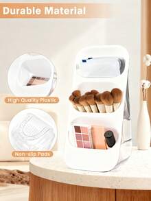 2pcs Multi-Functional Makeup Storage Box, Drainage Cutlery Organizer, Large Capacity Countertop Storage Rack, Suitable For Kitchen, Vanity, Bathroom, Bedroom, Office Desk - Makeup Tools, Kitchen Storage, Bathroom Accessories, Valentine's Day , Makeup Room Decor,Makeup Bag,Travel Essential - 彩色 - 查看 7