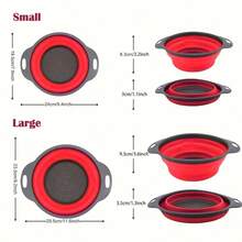 Collapsible Silicone Colander (Rad/Black) - Easy Storage, Ideal For Draining Pasta, Veggies & Fruits, Also Works As A Fruit/Berry Bowl, Must-Have For Campers - 紅黑色 - 查看 11