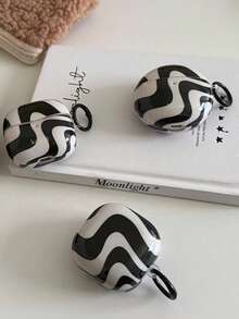 Asymmetrical Striped Protective Case For Huawei FreeClip2, Buds3 Pro/2, Freebuds7i, Anti-Drop Soft Shell For Buds4/4e/SE2, Buds4i/5i/Pro3 - Black and White - View 6